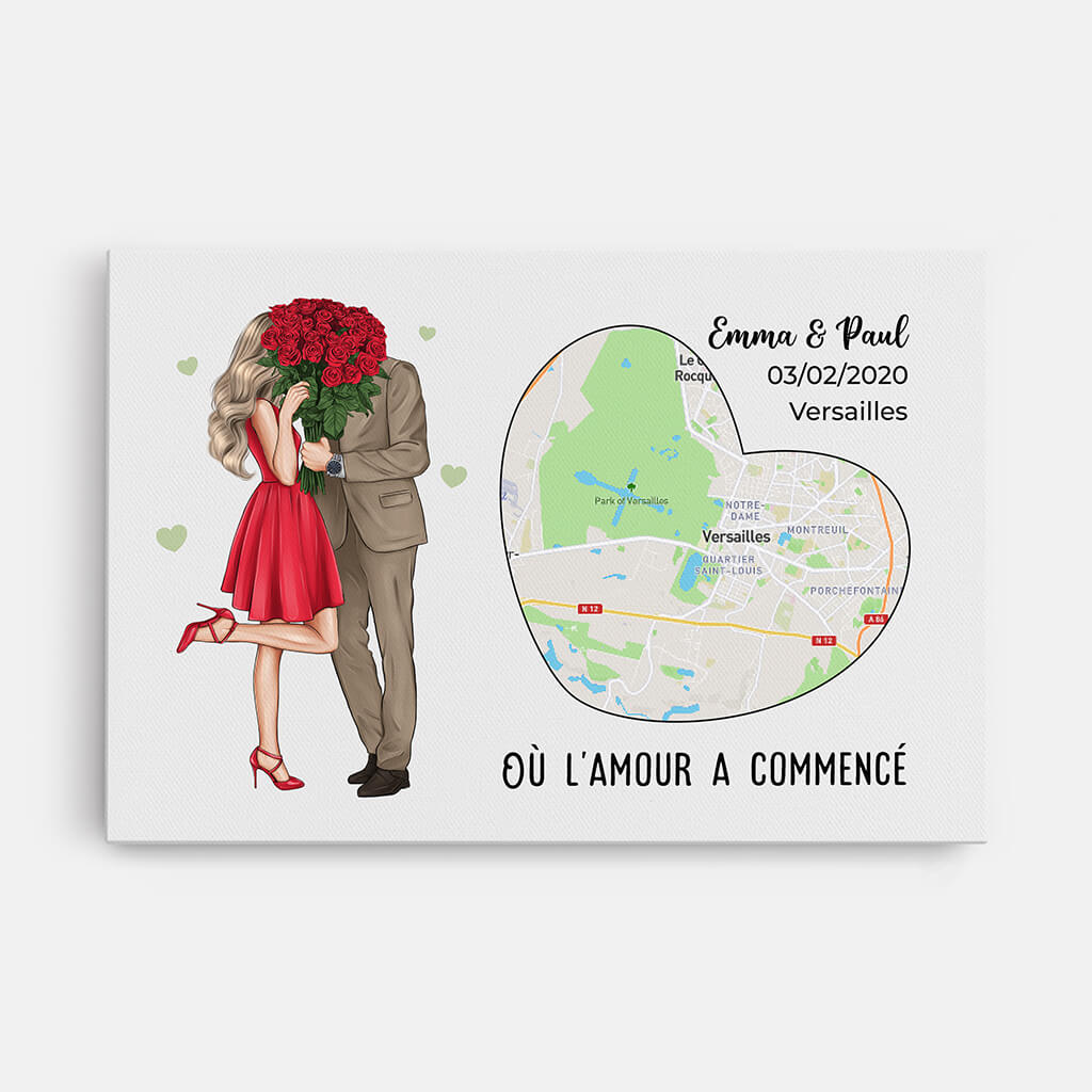 3686CFR1 ou lamour a commence avec des roses tableau pour couple personnalisable