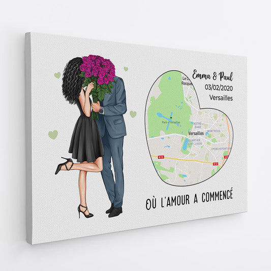 3686CFR2 ou lamour a commence avec des roses tableau pour couple personnalisable