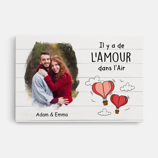 3688CFR1 il y a de lamour dans lair avec photo toile couple romantique personnalisee