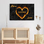 3690CFR3 coeur damour brulant toile couple personnalisee