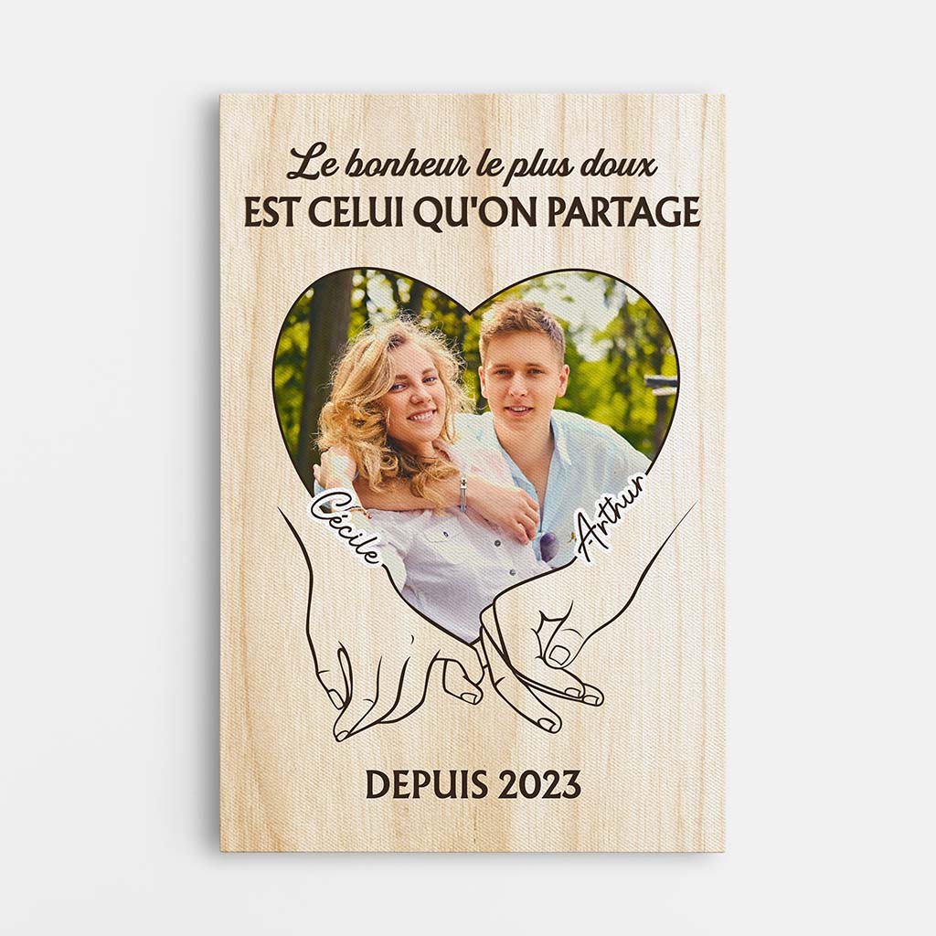 3692CFR1 le bonheur le plus doux est celui quon partage toile personnalisable couple