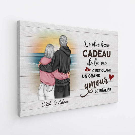 3698CFR2 le plus beau cadeau de la vie toile personnalisable couple