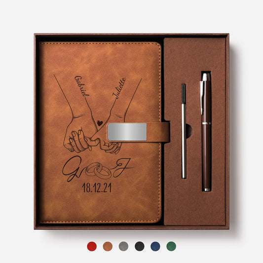 3705MFR1 coffret carnet en cuir personnalisable grave couple cadeau anniversaire de mariage 3705mocp0g
