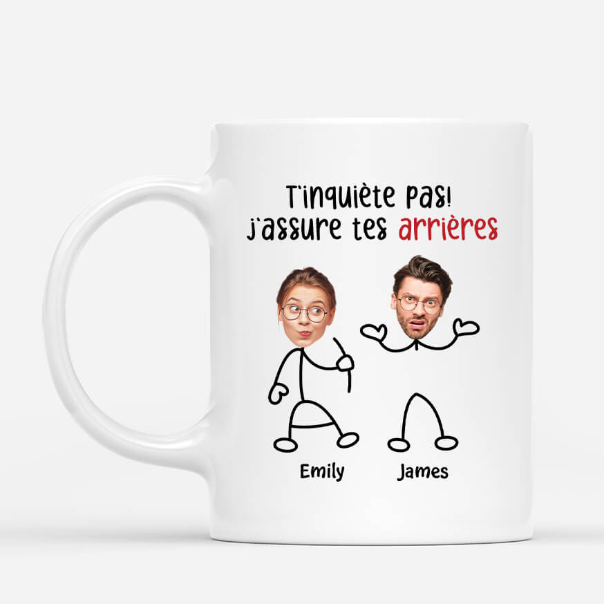 3734MFR3 3734MFR1 tinquiete pas jassure tes arrieres avec visages mug pour couple personnalisable
