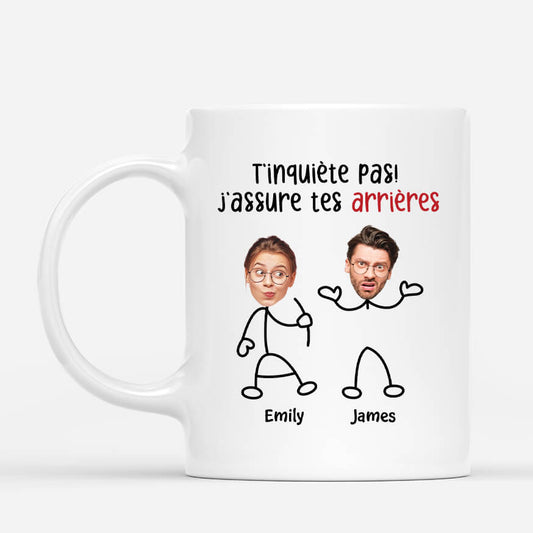 3734MFR3 3734MFR1 tinquiete pas jassure tes arrieres avec visages mug pour couple personnalisable