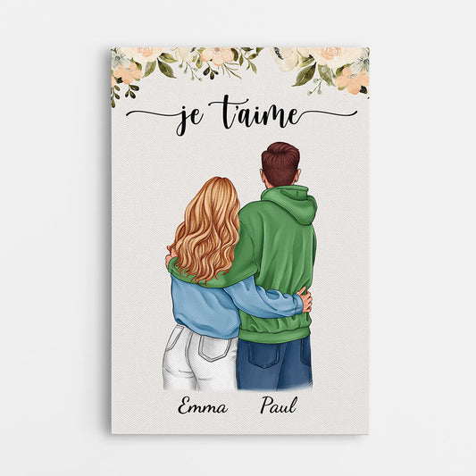 3744CFR1 je taime version tourner le dos toile pour couple personnalisable