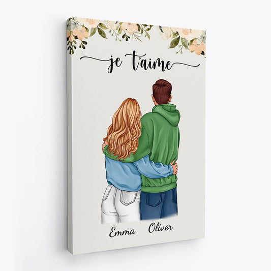 3744CFR2 je taime version tourner le dos toile pour couple personnalisable