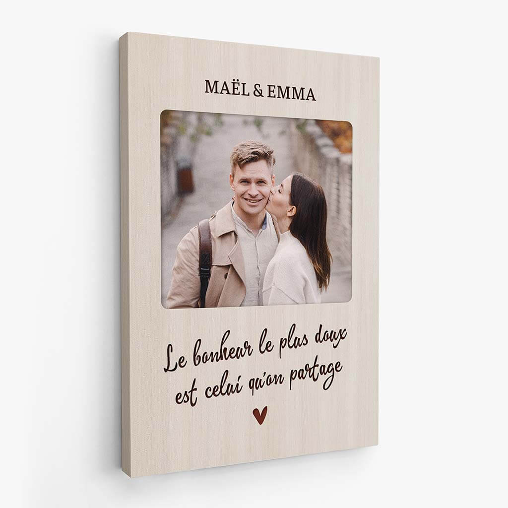 Toile Personnalisée Famille Avec Photo – Cadre Pin, Impression HD – Cadeau émotion Pour Anniversaire, Noël