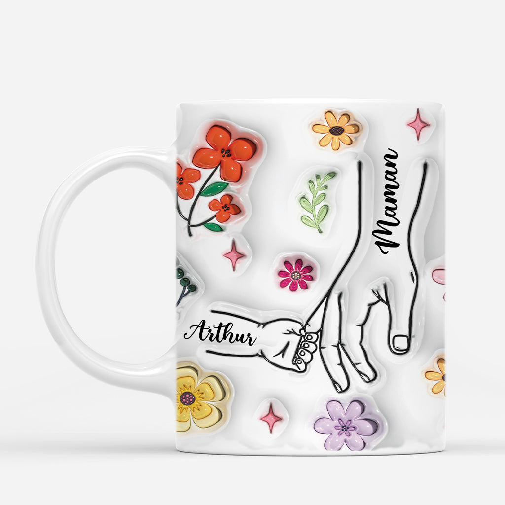 3755MFR2 main dans la main avec fleurs colorees 3d  mug pour maman personnalise 3755M5I5A_9cf6c99b 926d 4f65 9ec8 5868fa4093be