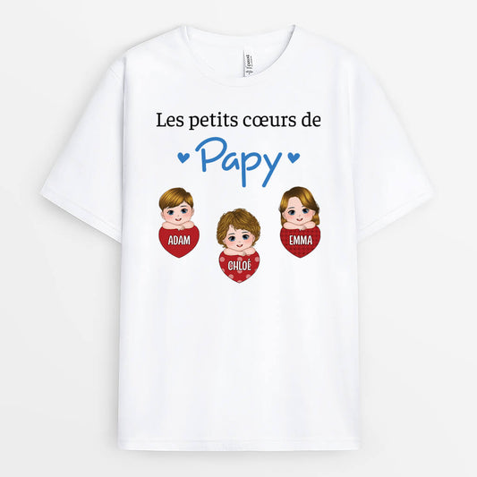 3756AFR1 les petits coeurs de papy  t shirt pour papy personnalise 3756ATE8B