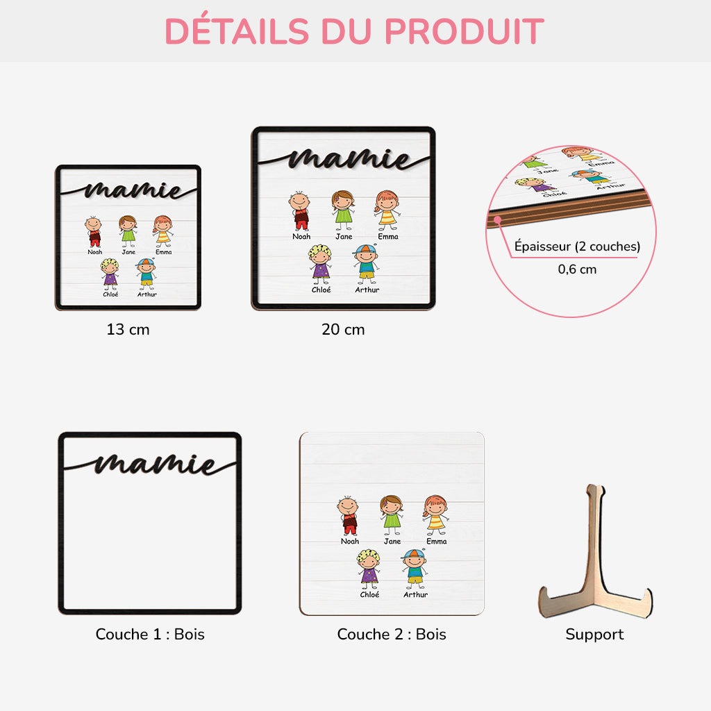 3770QFR3 plaque en bois personnalisee pour mamie enfants mignons 3770q5i5a