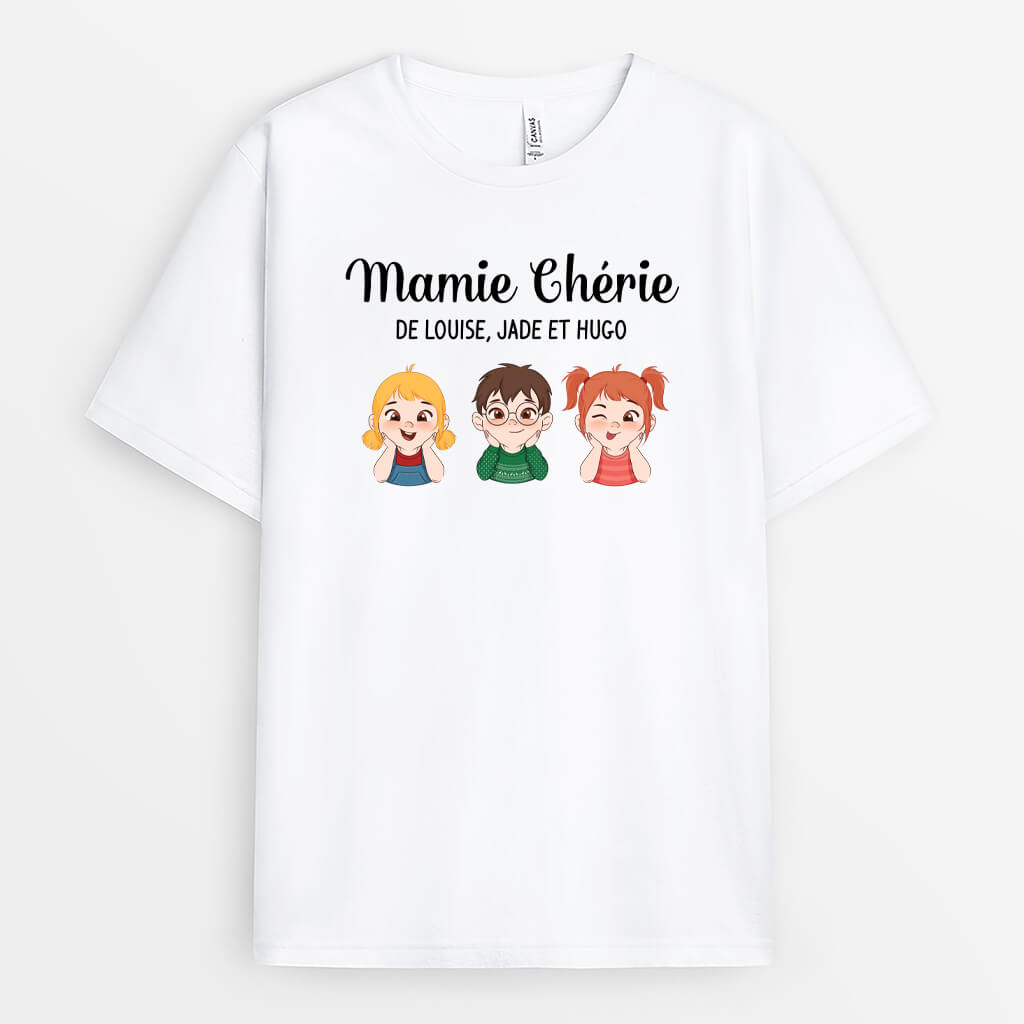 3777AFR1 mamie cherie des petits enfants  tee shirt personnalise mamie 3777A