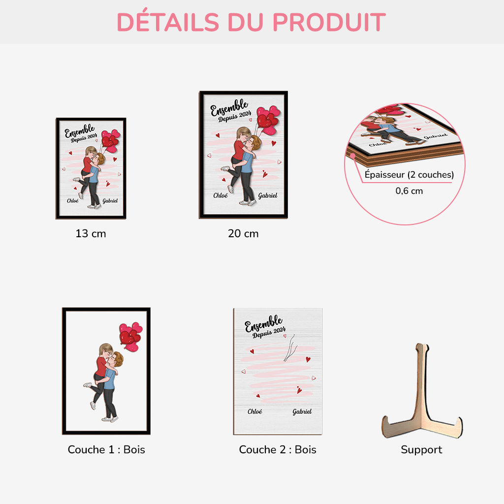 3783QFR3 plaque en bois personnalisee pour couple ensemble depuis 3783q3l8g