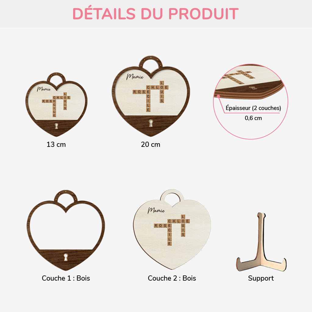 3790QFR3 plaque en bois personnalisee mamie coeur avec mots croises 3790q5l5a