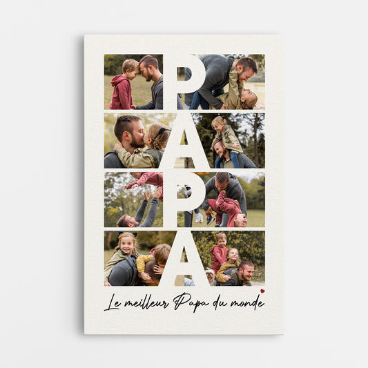 3816CFR1 toile personnalisable le meilleur papa du monde avec photos 3816ctk5b