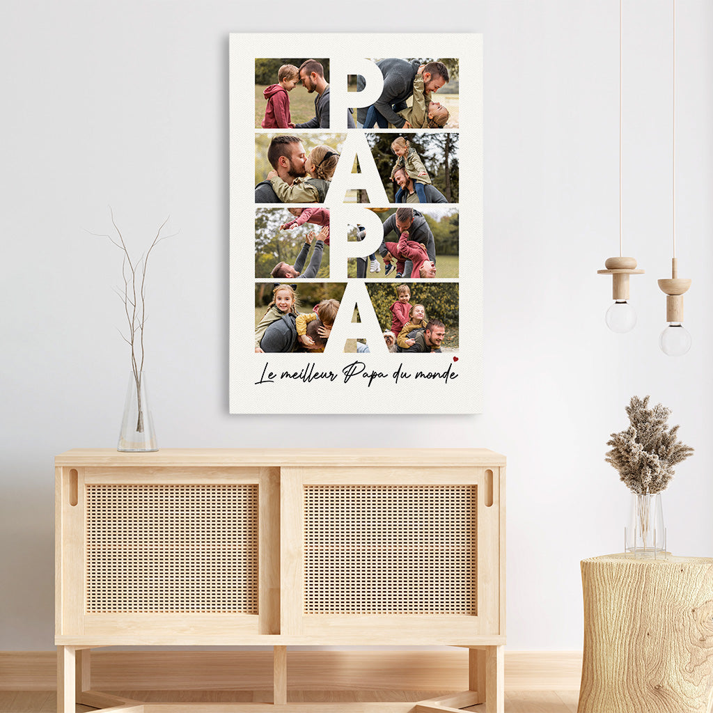 3816CFR3 toile personnalisable le meilleur papa du monde avec photos 3816ctk5b