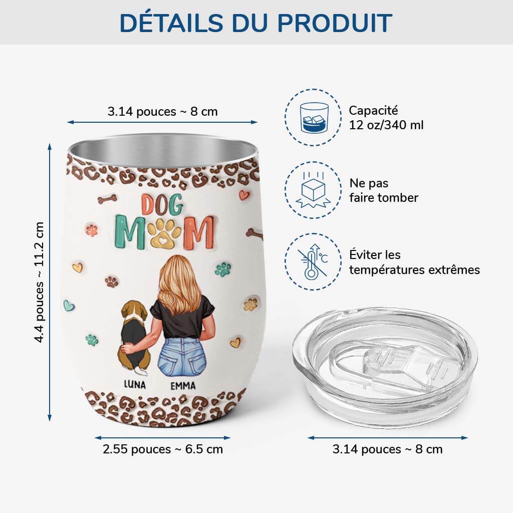 3826TFR3 verre a vin personnalise avec couvercle maman chien 3d 3826T3E8C