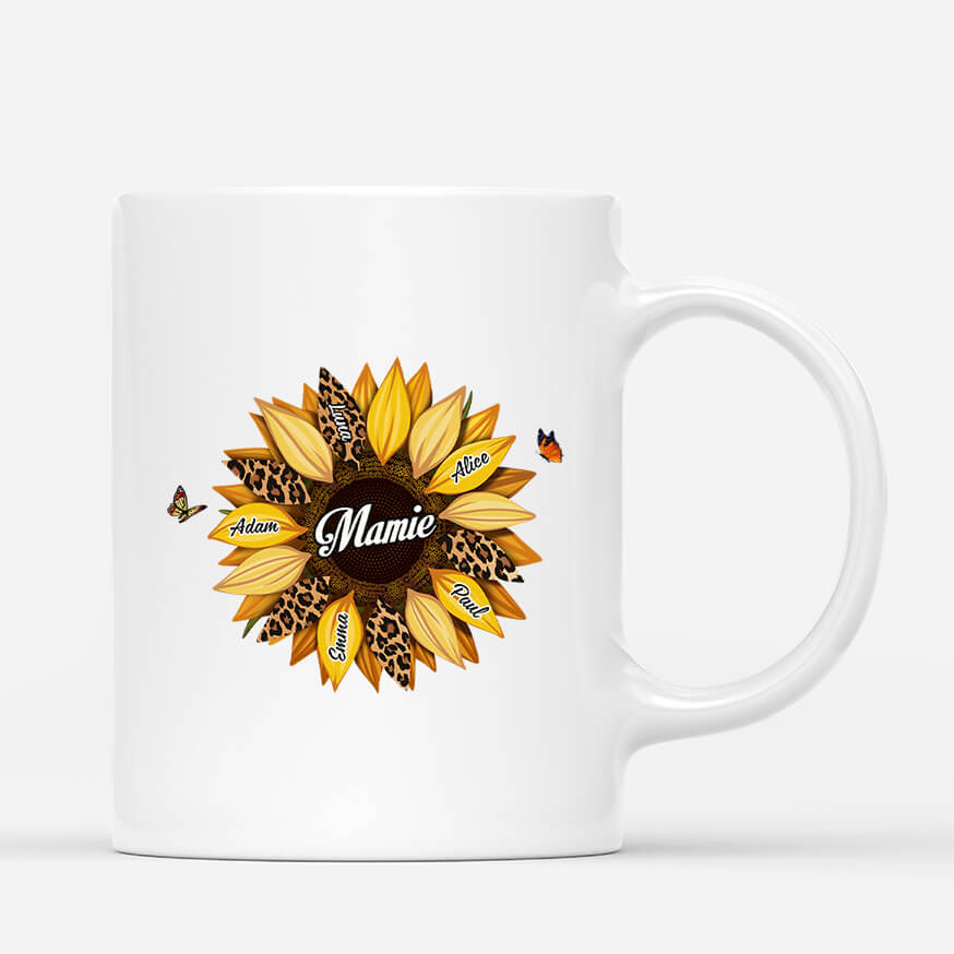 3827MFR3 mug personnalise femme  dessin fleur tournesol_  maman et mamie 3827M5E3A