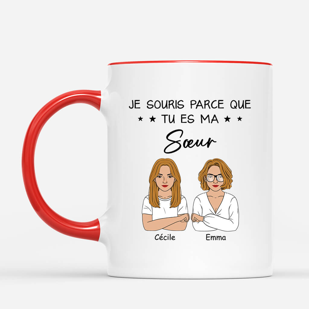 3830MFR2 mug personnalise frere  je souris parce que tu es mon frere 3830M5H8E