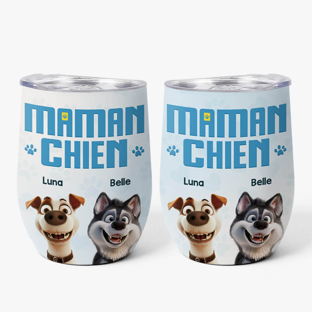 3833TFR1 verre a vin personnalise avec couvercle maman chien papa chien 3d design cartoon 3833T5I5C