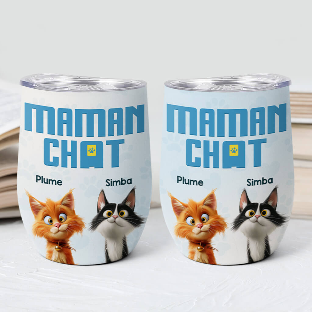 3833TFR2 verre a vin personnalise avec couvercle maman chat papa chat 3d design cartoon 3833T5I5D