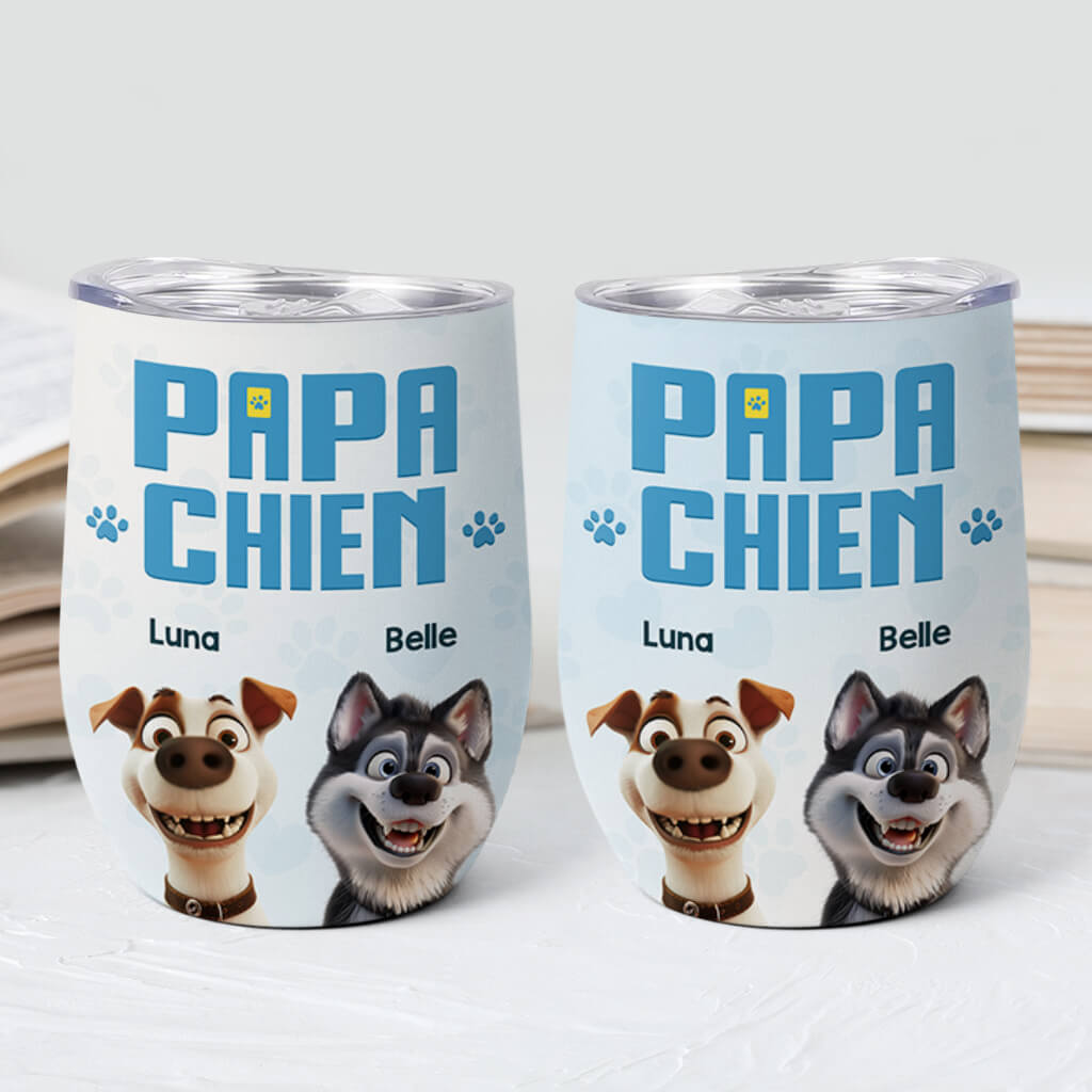 3833TFR2 verre a vin personnalise avec couvercle maman chien papa chien 3d design cartoon 3833T5I5C