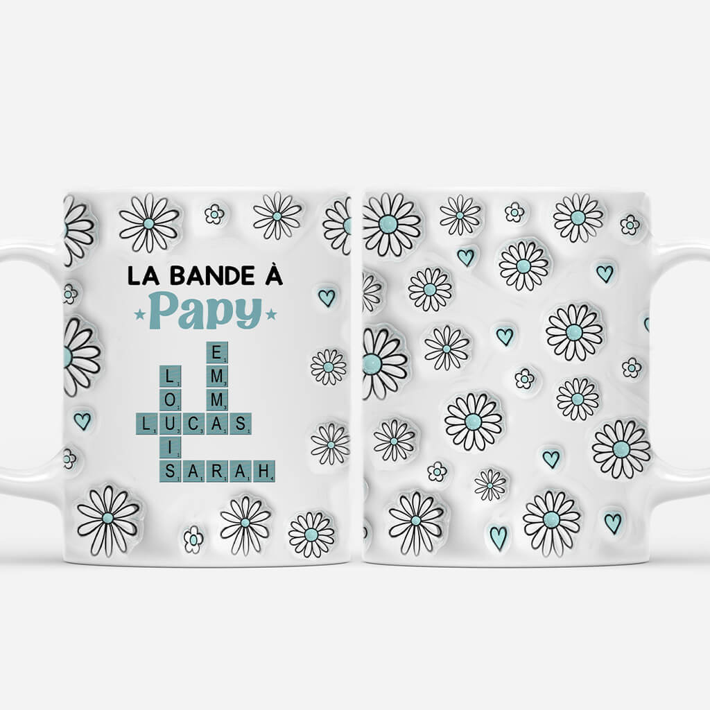 3848MFR2 mug personnalise papy la bande a papy fleurs et mots croises 3848M