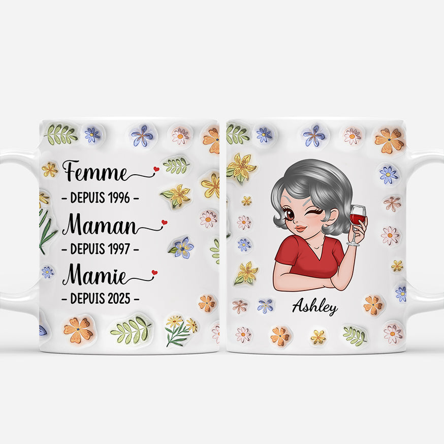 3898MFR1 effet dimpression 3d mug personnalise mariee maman mamie depuis 3898MTL8C