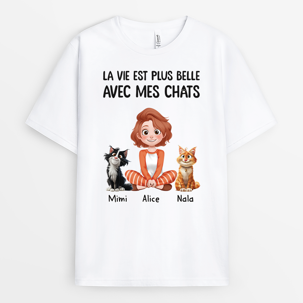 3903AFR1 t shirt chat personnalise la vie est plus belle design cartoon 3903a5n0d_491f6ffc 9ffe 4ab1 a85d 7fe56770f3e8
