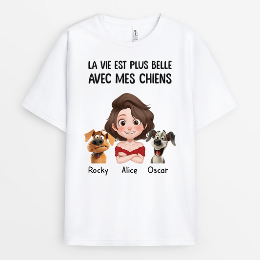 3903AFR1 t shirt chien personnalise la vie est plus belle design cartoon 3903a5n0c_4e7f9ac7 a5ab 44cc a6b6 c40a0ee220c9