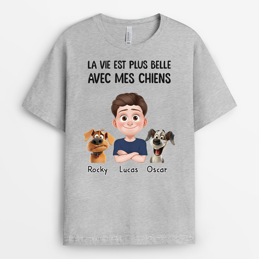 3903AFR2 t shirt chien personnalise la vie est plus belle design cartoon 3903a5n0c_6d3b6f35 af1c 456f afc5 e2acf6f0d3a7