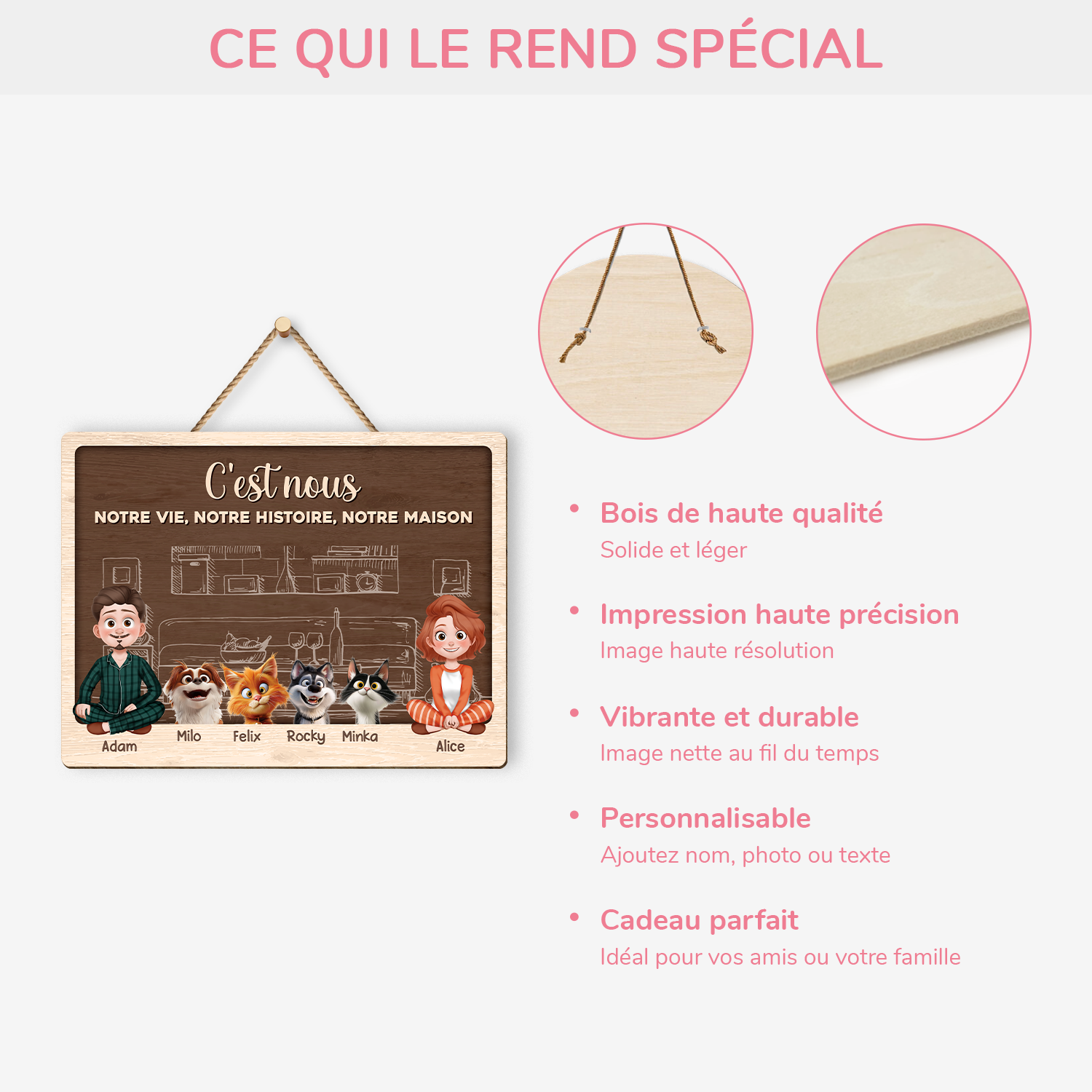 3915QFR4 plaque en bois personnalisee cest nous 3915qtn0d