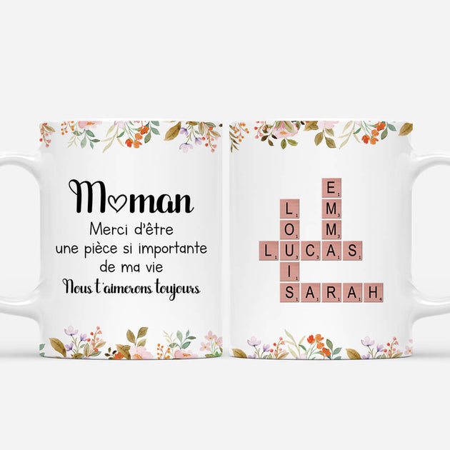 Tasse Pour Maman Personnalisée - Maman Fleurs - Cadeau Mots-Croisés ...