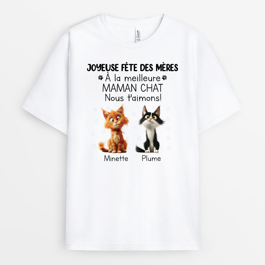3969AFR1 t shirt personnalise joyeuse fete des peres au meilleur papa chat version clair 3969a8t5d