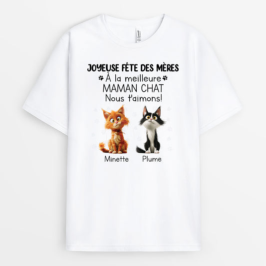 3969AFR1 t shirt personnalise joyeuse fete des peres au meilleur papa chat version clair 3969a8t5d