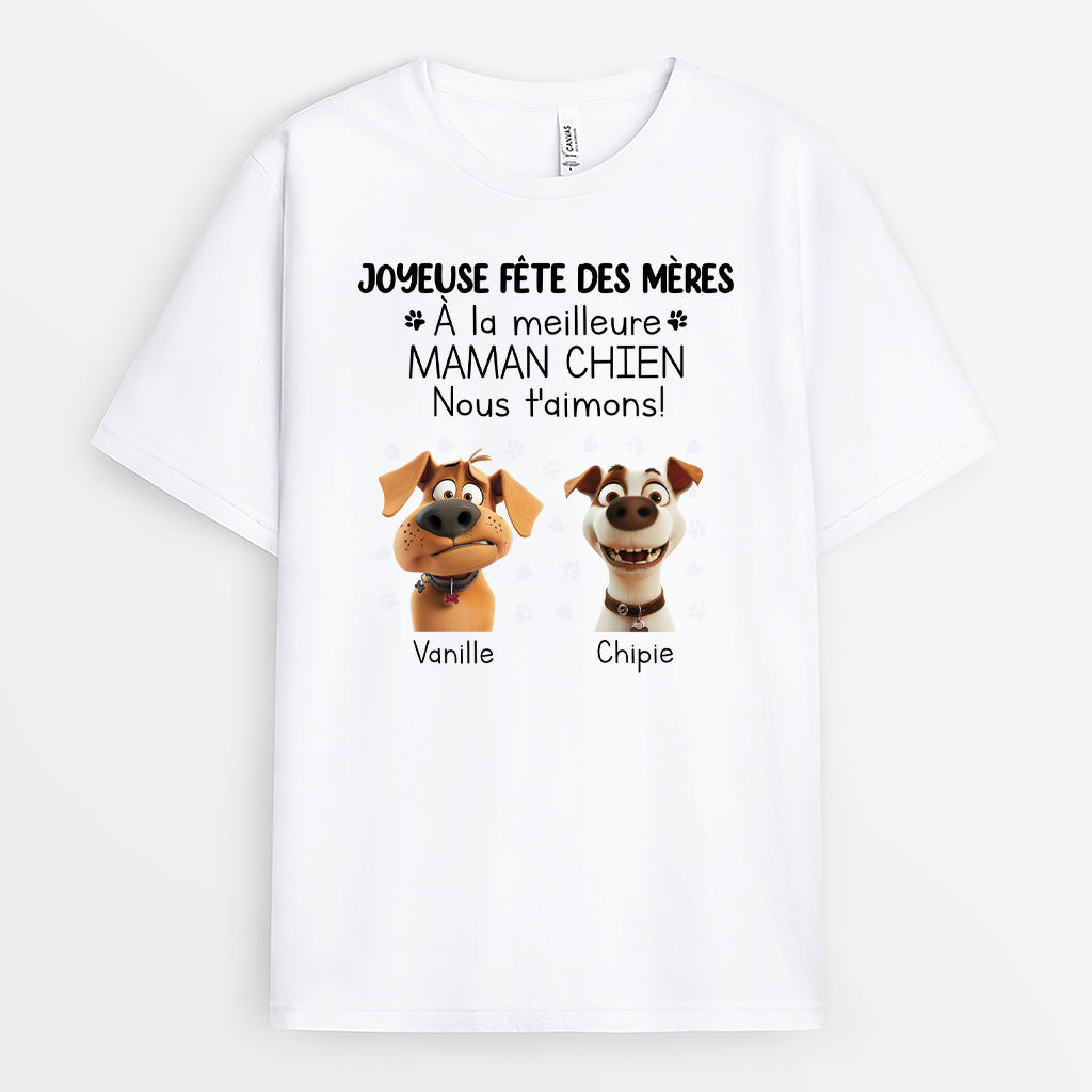 3969AFR1 t shirt personnalise joyeuse fete des peres au meilleur papa chien version clair 3969a8t5c