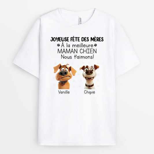 3969AFR1 t shirt personnalise joyeuse fete des peres au meilleur papa chien version clair 3969a8t5c
