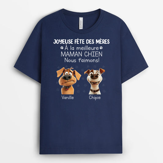 3969AFR2 t shirt personnalise joyeuse fete des peres au meilleur papa chien version fonce 3969a8t5c