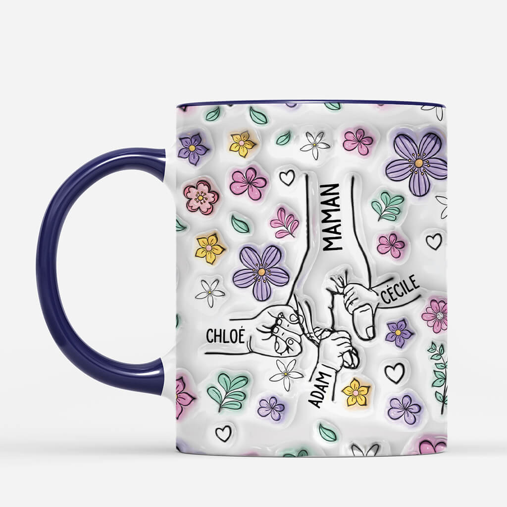 [Effet d'Impression 3D] Mug Mamie Personnalisé - Fleur Douce - Cadeau Plus