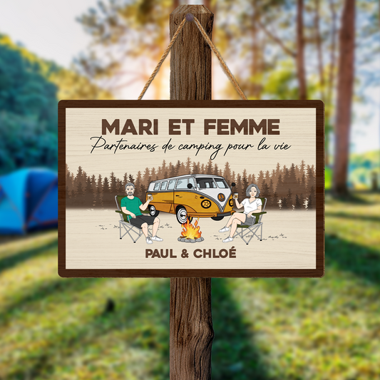 4029QFR2 plaque en bois personnalise pour couple partenaires de camping pour la vie 4029qth8g