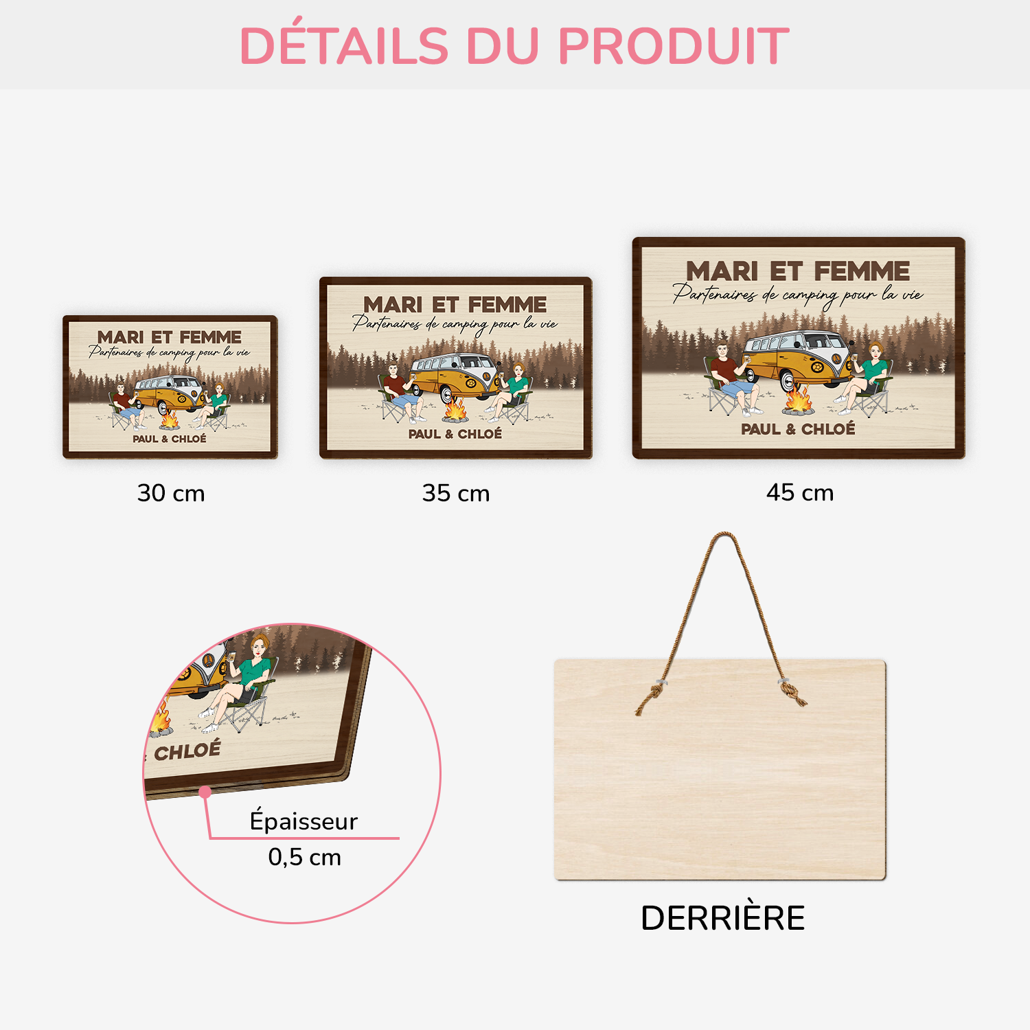4029QFR3 plaque en bois personnalise pour couple partenaires de camping pour la vie 4029qth8g_e2b533b5 66da 4fe3 b836 e7f466e71093