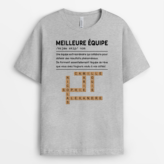 4037AFR2 t shirt personnalise collegue meilleure equipe mots croises