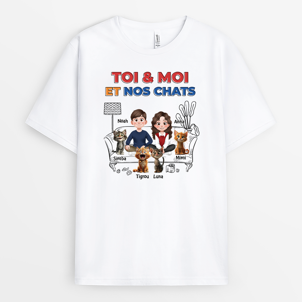 4038AFR1 t shirt personnalise chat toi  moi design cartoon 4038akh0d