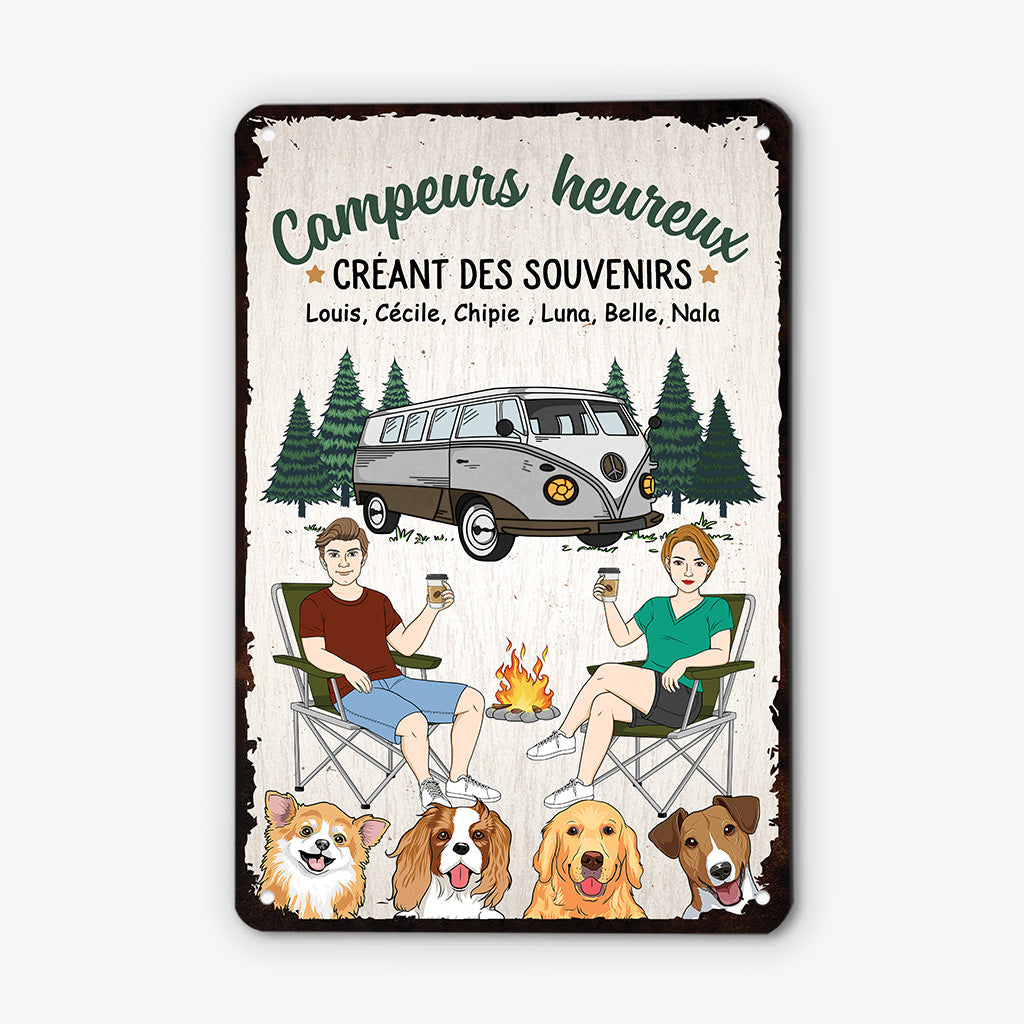 4051EFR1 plaque en metal personnalisee avec chien campeurs heureux 4051e840c