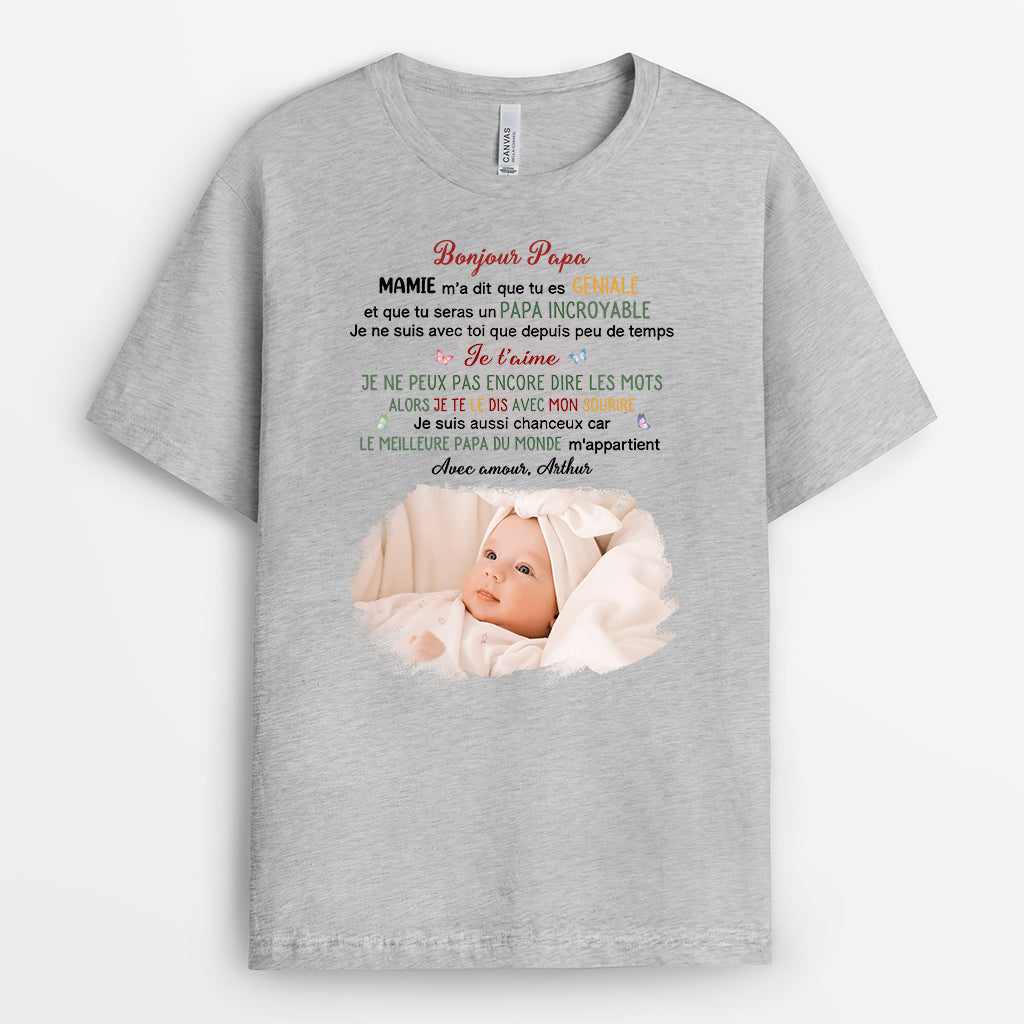 4055AFR2 t shirt femme personnalise bonjour maman avec photo 4055a8l5a