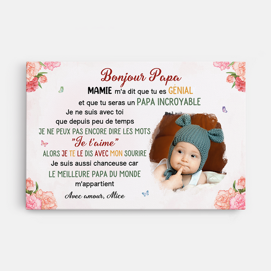 4055CFR1 toile personnalisee bonjour papa avec photo 4055c8n5b_5346ffe4 02b9 416d 994d 643a9913f375