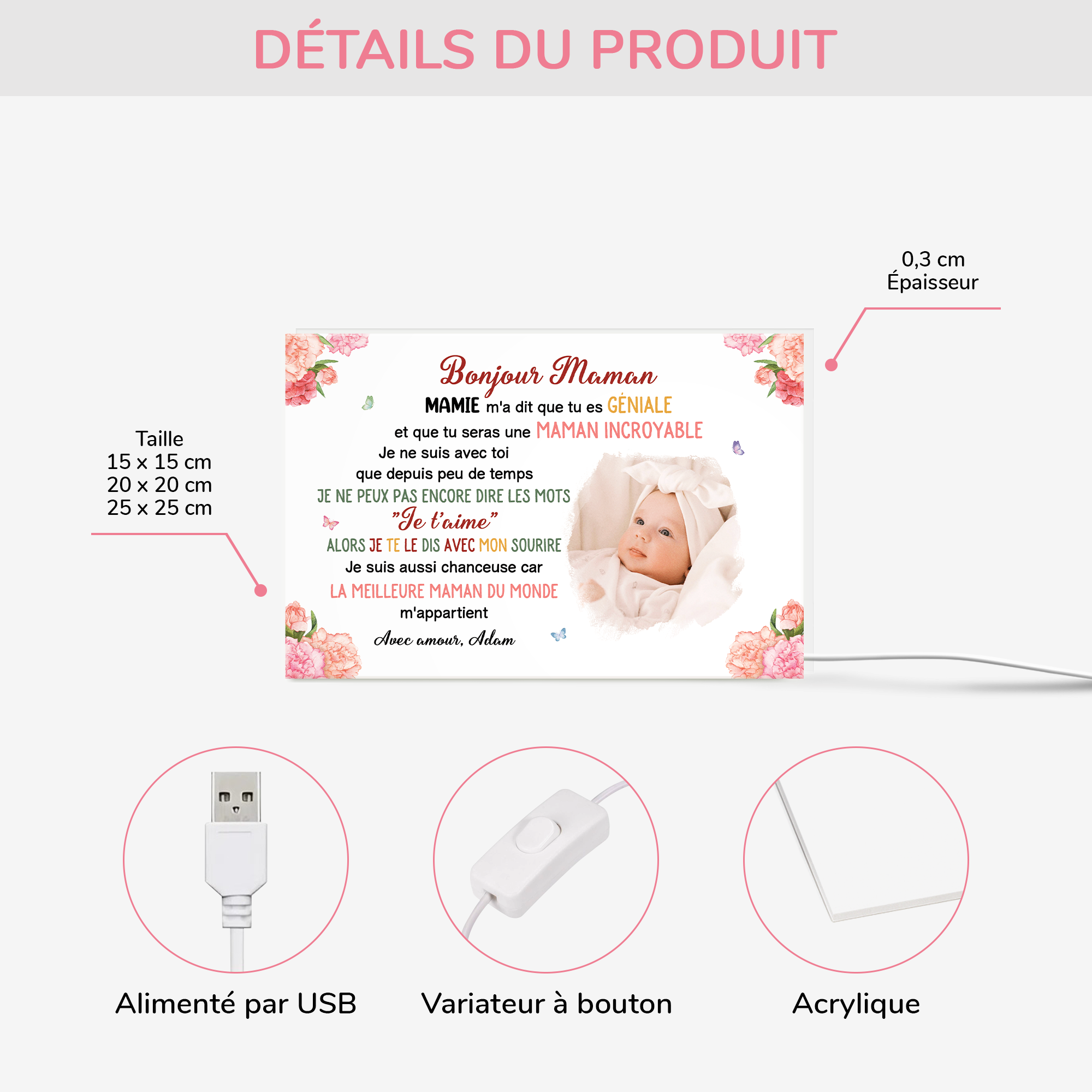 4055LFR3 lightbox personnalisable avec photo chere maman 4055l