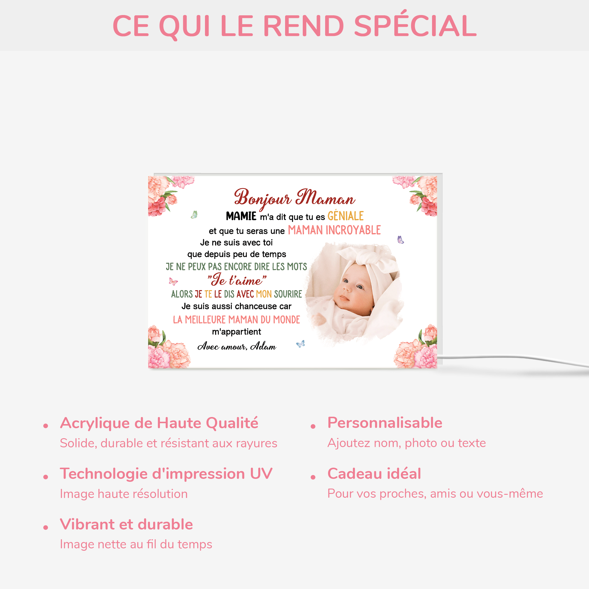 4055LFR4 lightbox personnalisable avec photo chere maman 4055l