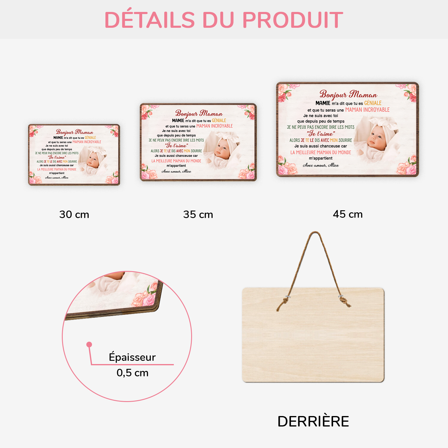 4055QFR3 plaque en bois personnalisee avec photo a suspendre chere maman 4055q8n5a