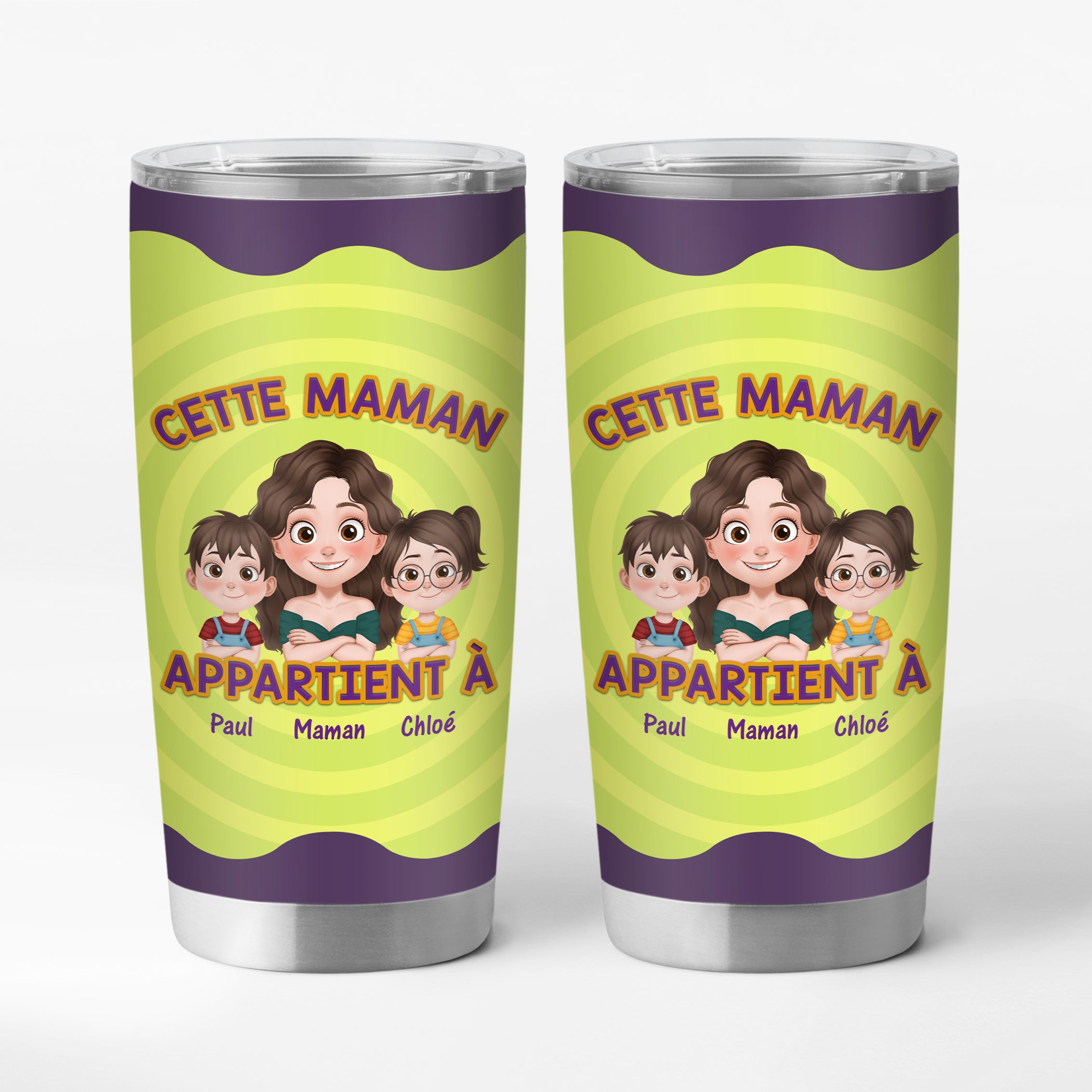 4073TFR1 effet dimpression 3d mug isotherme 590ml personnalise ce papa appartient a vert et violet 4073t3i0a